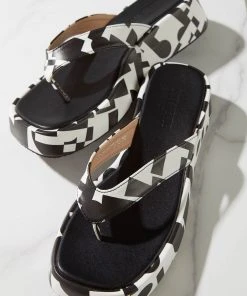 Cult Avenue New & Most Loved Minelli Sandals - Black And White Geo