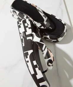 Cult Avenue New & Most Loved Minelli Sandals - Black And White Geo