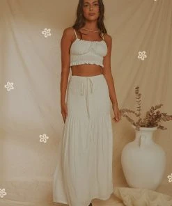 Peppermayo Sales 47 Peppermayo Exclusive Lost Palms Maxi Skirt - White