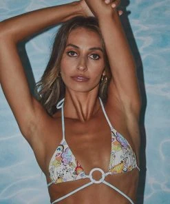 VDM The Label New & Most Loved Ziggy Reversible Bikini Top - Vanilla Skyrockets And Blue Gingham