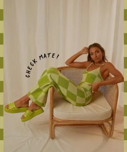 Peppermayo Exclusive New & Most Loved Cali Sweetheart Knit Maxi Dress - Green Checkers