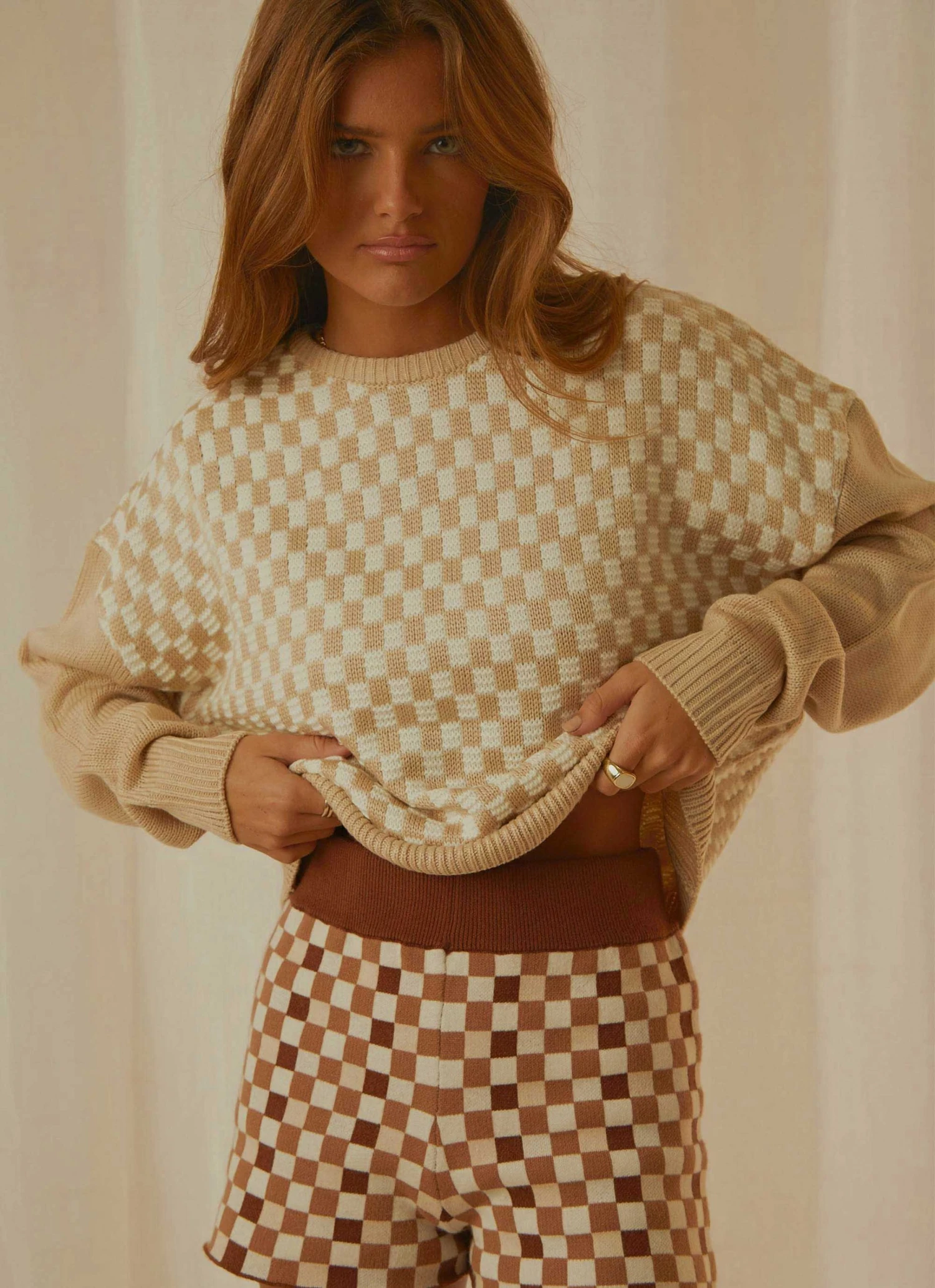 Cools Club New & Most Loved Checker Knit - Bone 2 Cools Club New & Most Loved Checker Knit - Bone