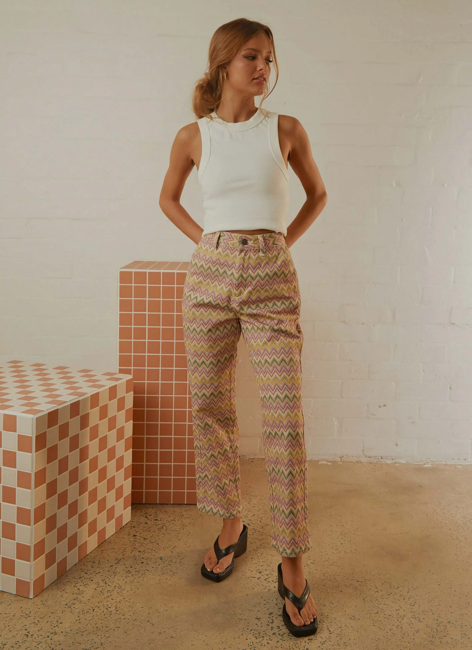 Abrand A Heather Singlet - White Sand 3 Abrand A Heather Singlet - White Sand