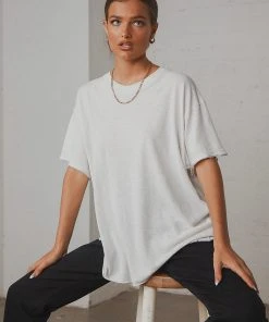 Afends Slay Hemp Oversized Tee - Off White New Tops