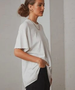 Afends Slay Hemp Oversized Tee - Off White New Tops