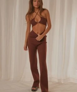Peppermayo Exclusive Only Vice Knit Pants - Chocolate New & Most Loved