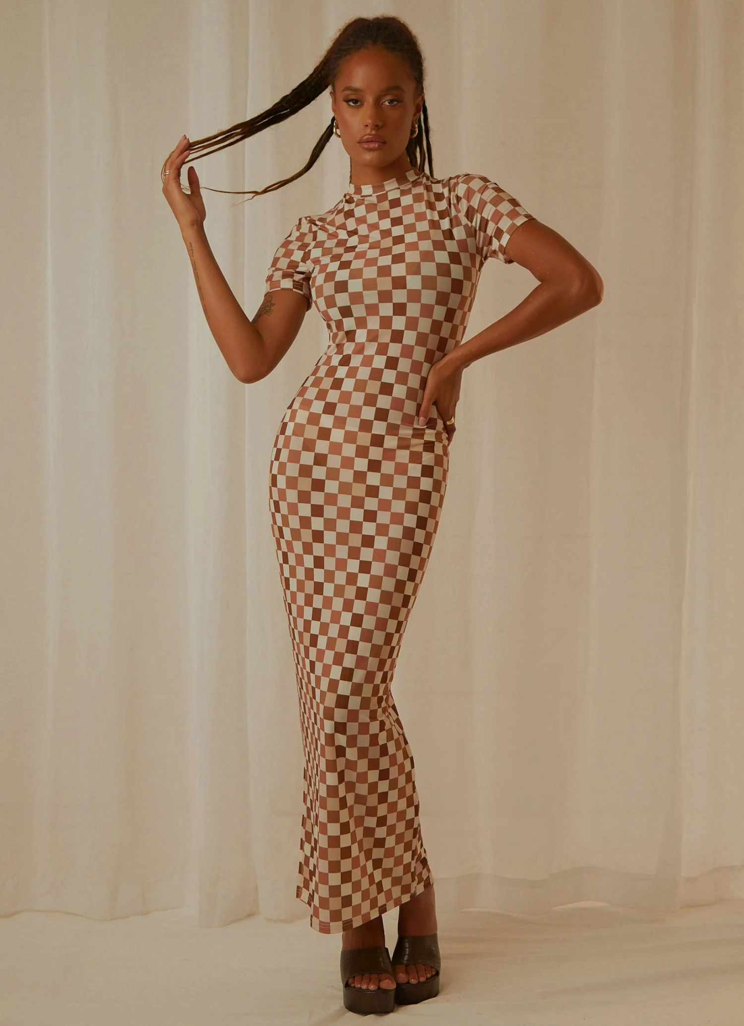 Peppermayo Exclusive New & Most Loved Into The City Mesh Maxi Dress - Cocoa 1 Peppermayo Exclusive New & Most Loved Into The City Mesh Maxi Dress - Cocoa