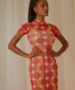 Peppermayo Exclusive New & Most Loved Remix Mesh Maxi Dress - Sunset Geo