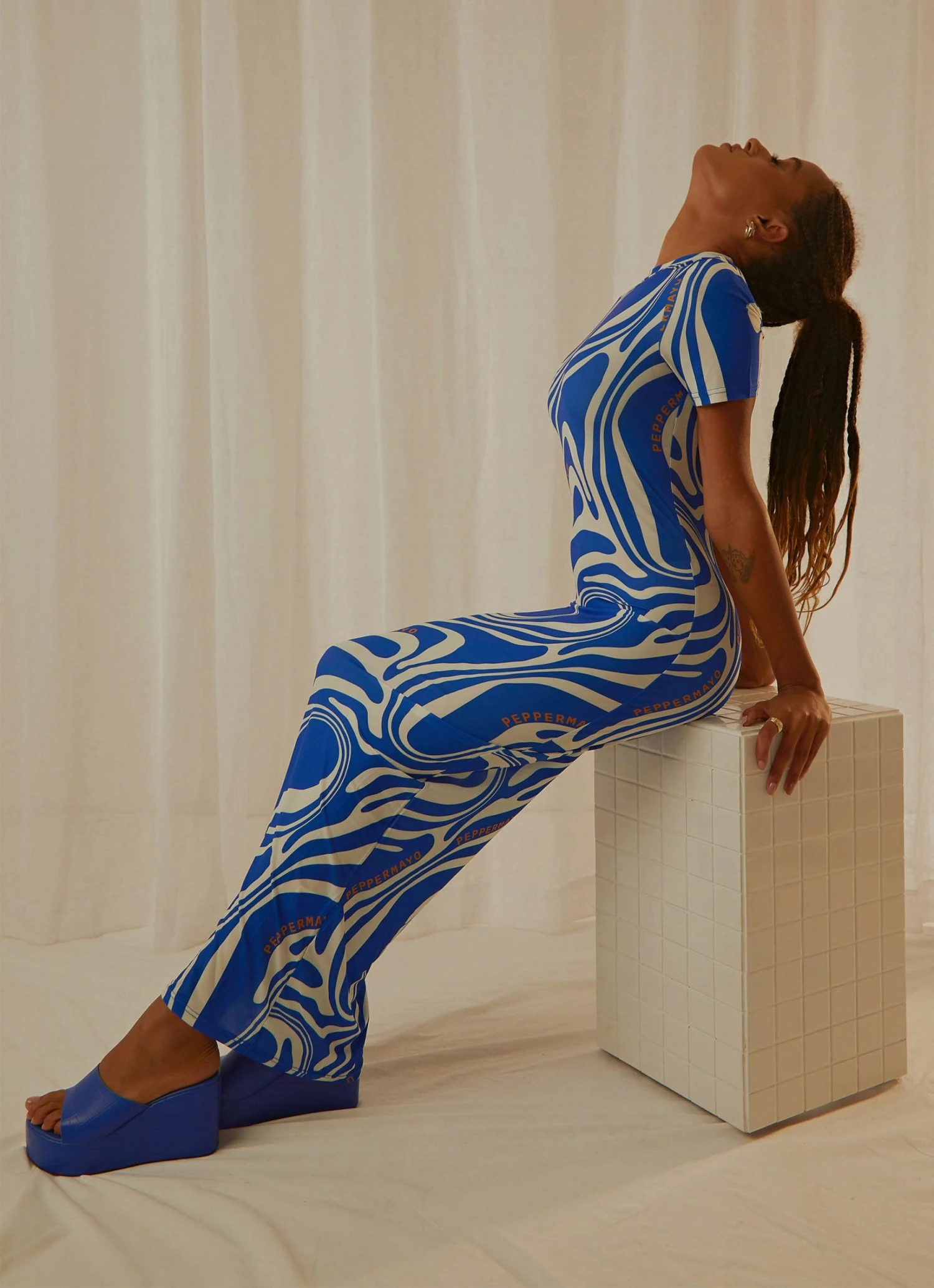 Peppermayo Exclusive Into The City Mesh Maxi Dress - Cobalt Marble 3 Peppermayo Exclusive Into The City Mesh Maxi Dress - Cobalt Marble