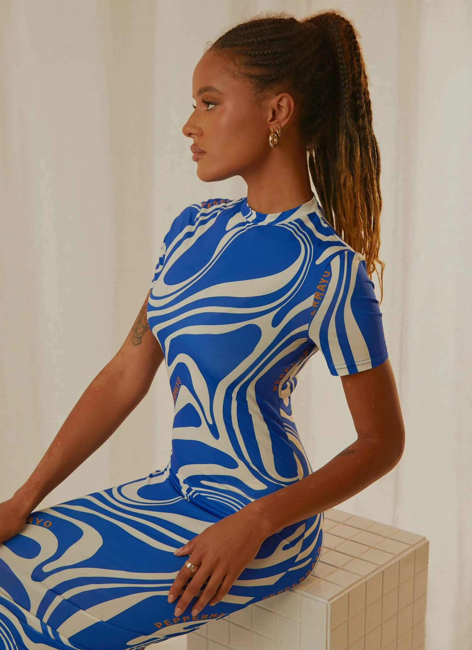 Peppermayo Exclusive Into The City Mesh Maxi Dress - Cobalt Marble 1 Peppermayo Exclusive Into The City Mesh Maxi Dress - Cobalt Marble