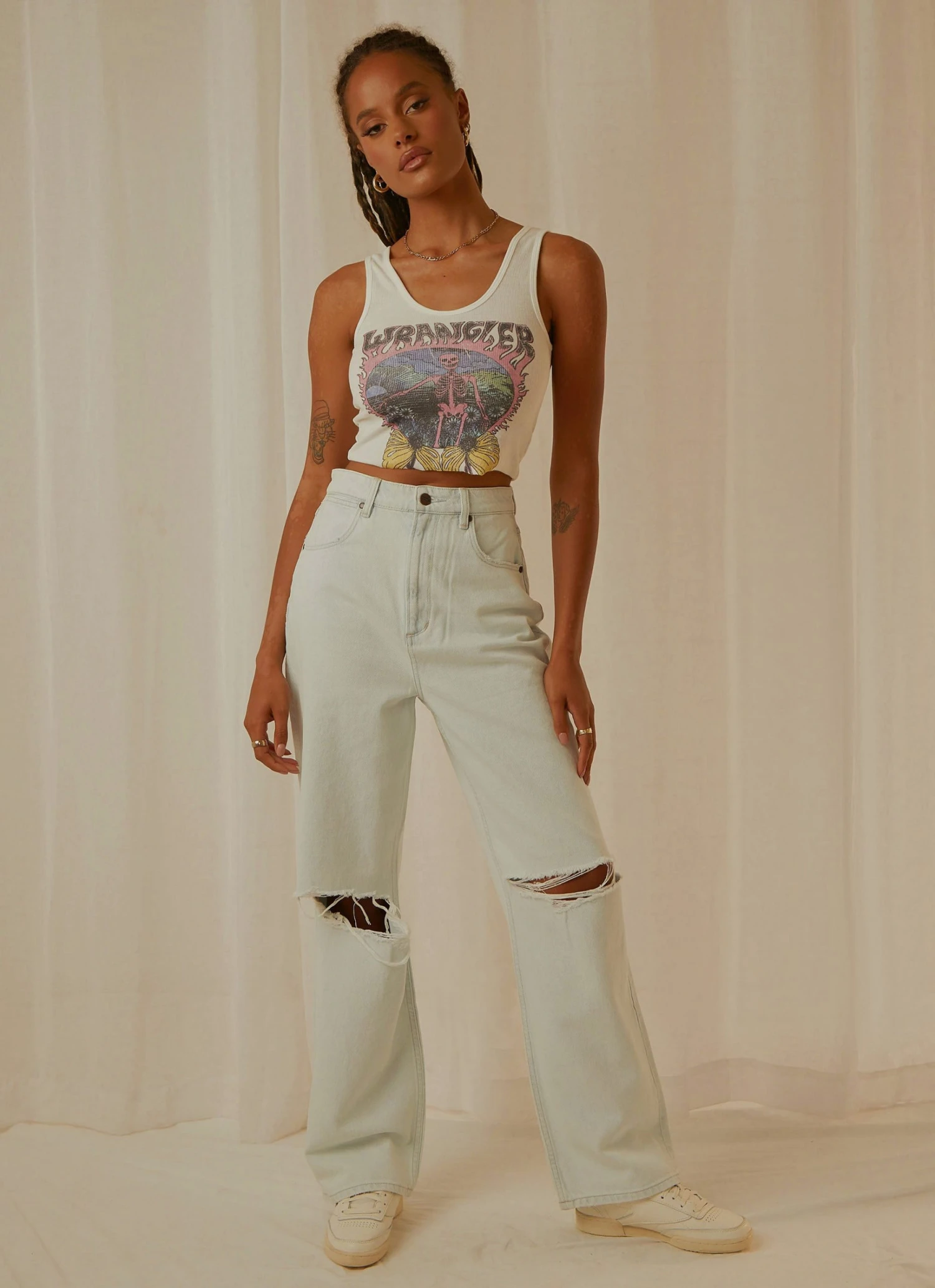 Wrangler New & Most Loved Floral Bones Tank - Vintage White 3 Wrangler New & Most Loved Floral Bones Tank - Vintage White