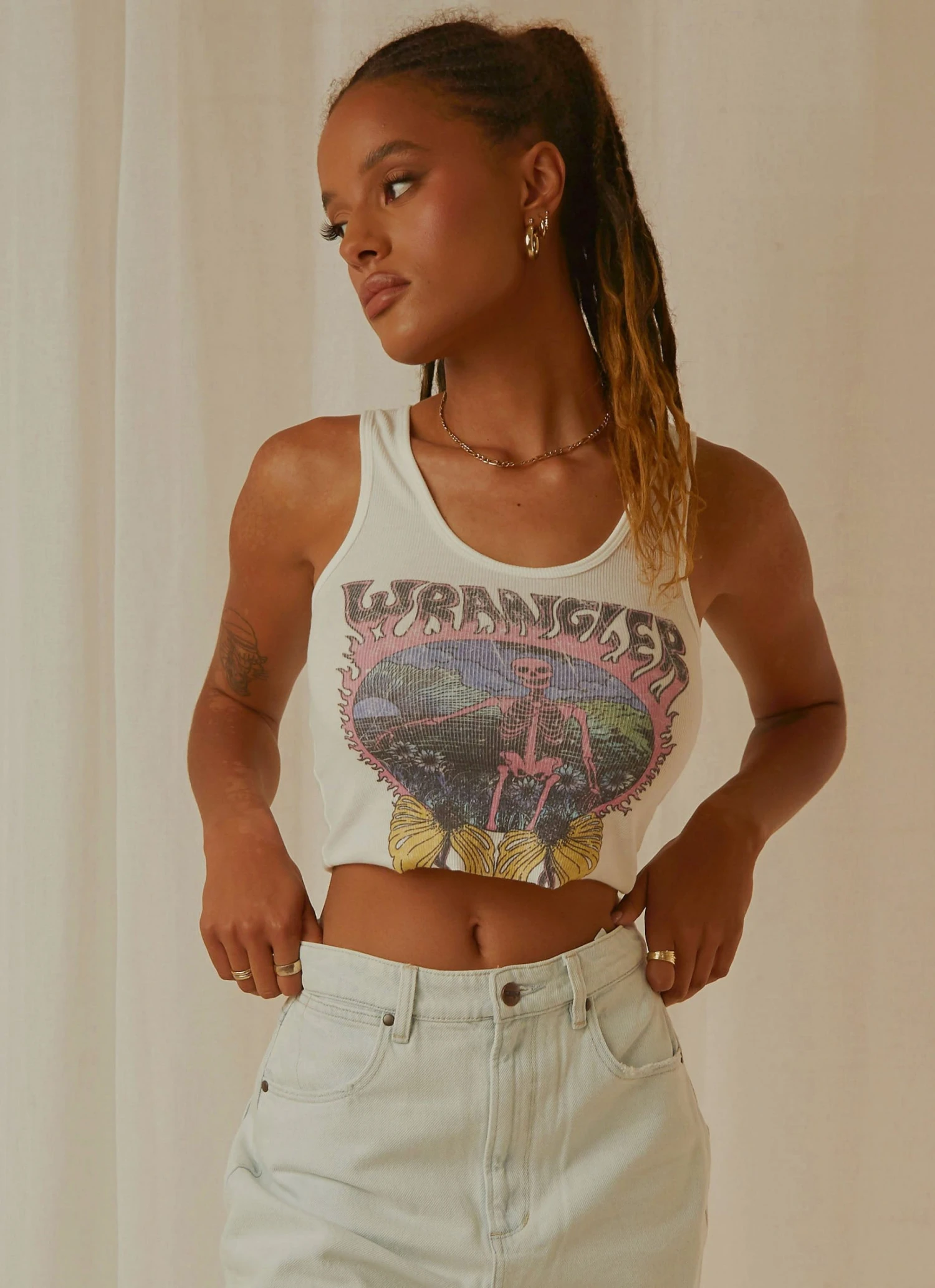 Wrangler New & Most Loved Floral Bones Tank - Vintage White 2 Wrangler New & Most Loved Floral Bones Tank - Vintage White