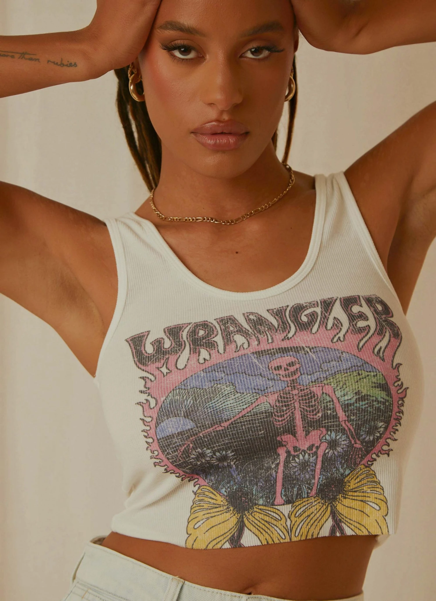 Wrangler New & Most Loved Floral Bones Tank - Vintage White 1 Wrangler New & Most Loved Floral Bones Tank - Vintage White