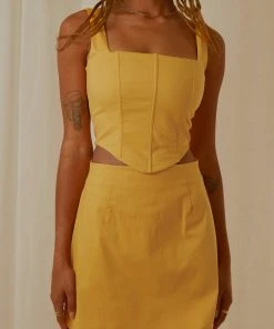 Peppermayo Exclusive New & Most Loved Pastel Skies Bustier Top - Mango