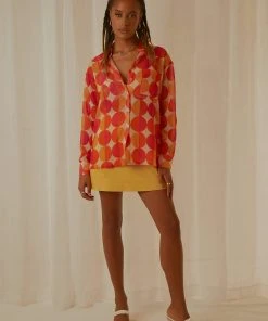 Peppermayo Exclusive New & Most Loved Paradise Found Sheer Shirt - Sunset Geo 7 Peppermayo Exclusive New & Most Loved Paradise Found Sheer Shirt - Sunset Geo