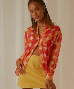 Peppermayo Exclusive New & Most Loved Paradise Found Sheer Shirt - Sunset Geo