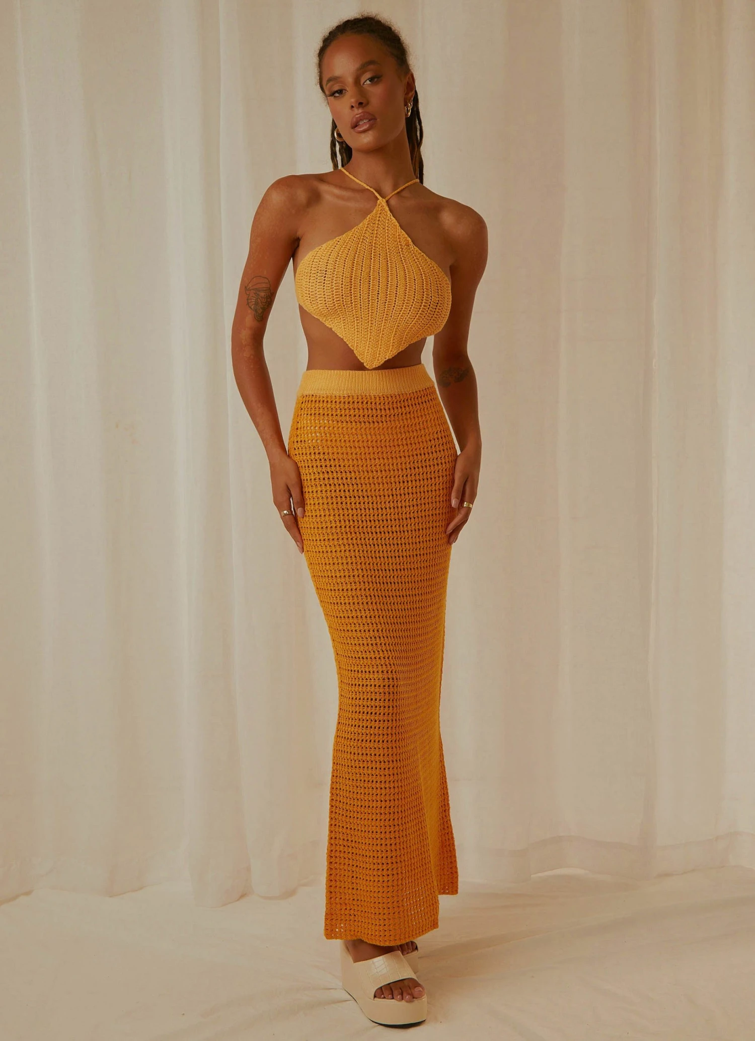 Peppermayo Exclusive Summer Crush Crochet Halter Top - Mango New & Most Loved 3 Peppermayo Exclusive Summer Crush Crochet Halter Top - Mango New & Most Loved