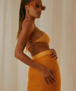 Peppermayo Exclusive Summer Crush Crochet Halter Top - Mango New & Most Loved