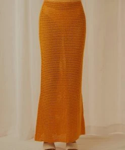 Peppermayo Exclusive New & Most Loved Aloha Shores Crochet Maxi Skirt - Mango