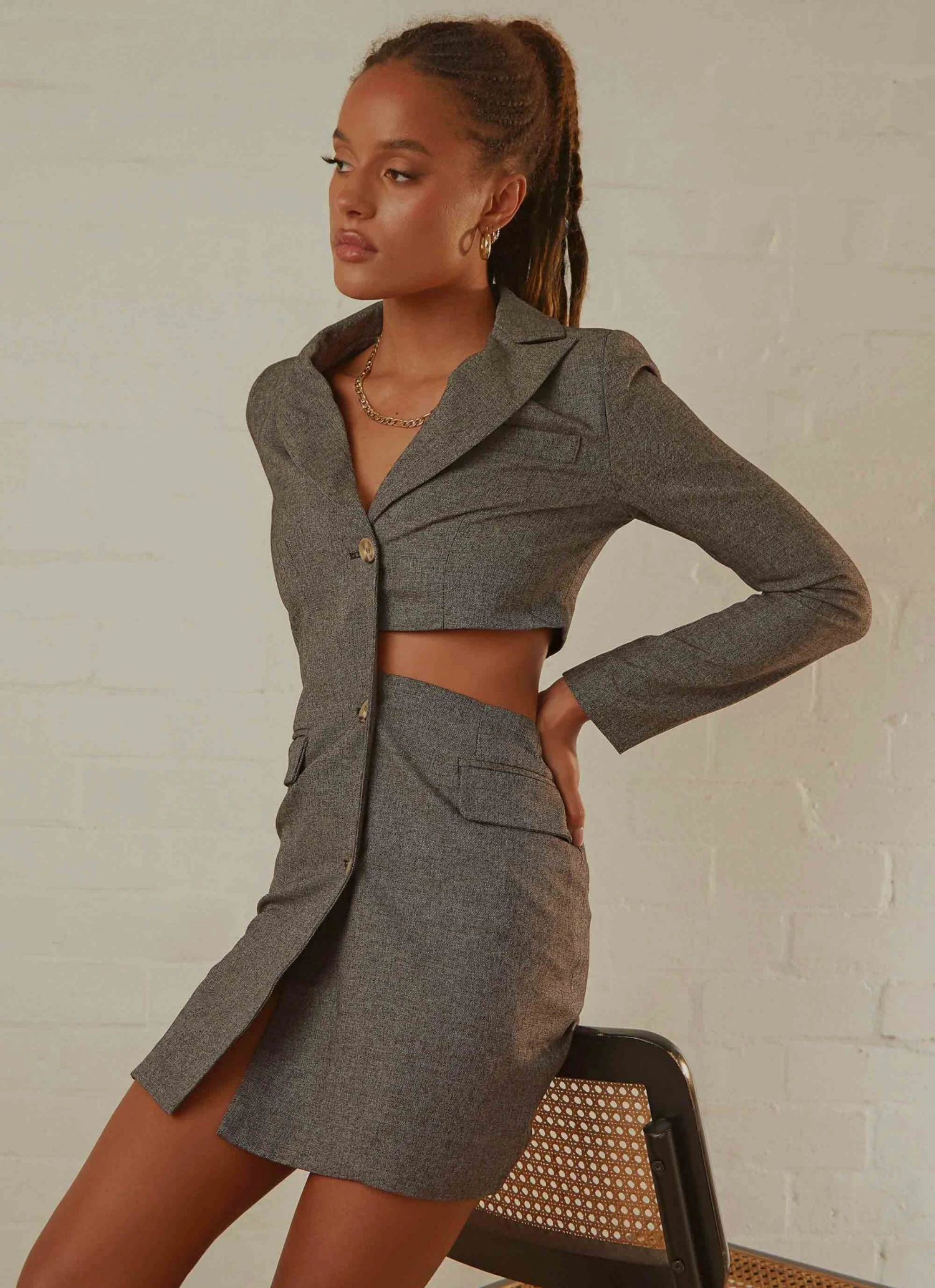 4th & Reckless Josilyn Blazer Dress - Grey 1 4th & Reckless Josilyn Blazer Dress - Grey