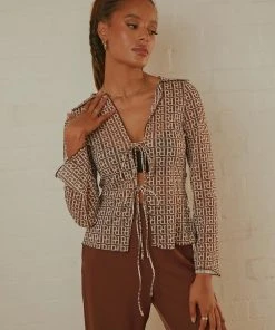 Peppermayo Exclusive New & Most Loved Parisian Balcony Tie Top - Choc Logomania 8 Peppermayo Exclusive New & Most Loved Parisian Balcony Tie Top - Choc Logomania