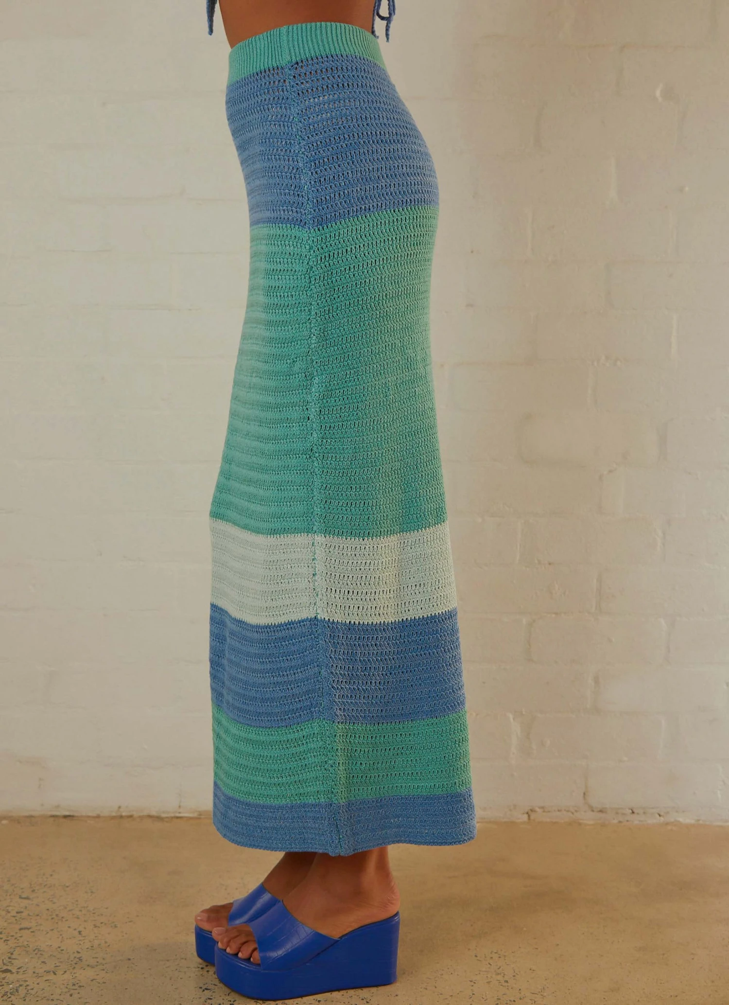 Peppermayo Exclusive Sand Dunes Crochet Maxi Skirt - Azure Stripe 5 Peppermayo Exclusive Sand Dunes Crochet Maxi Skirt - Azure Stripe
