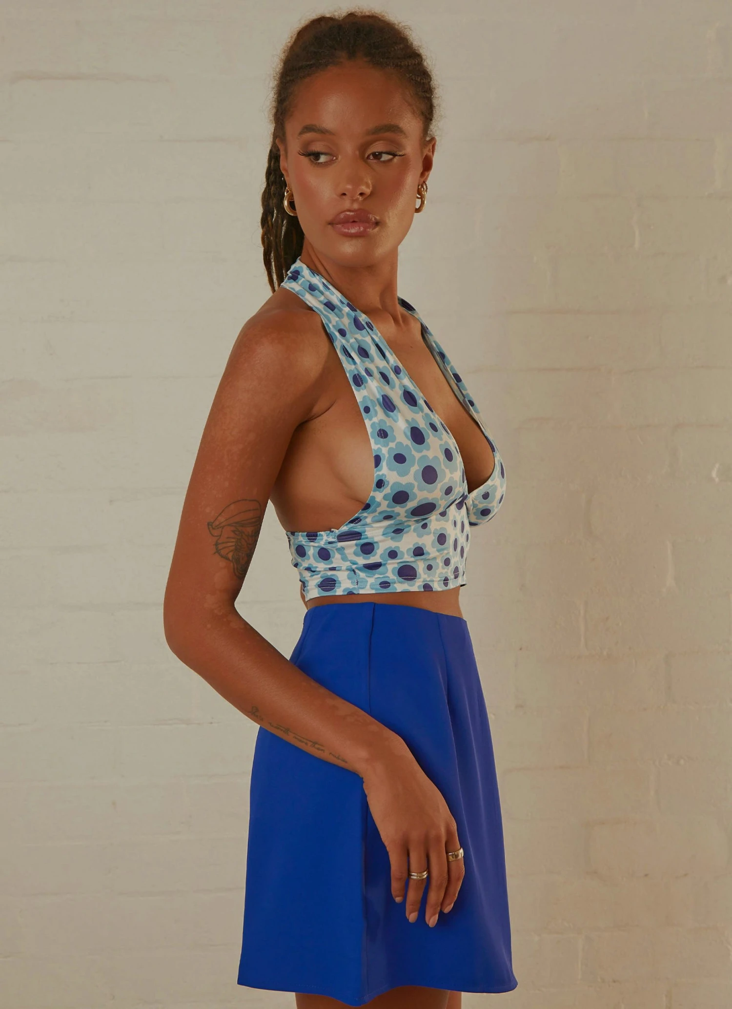 Peppermayo New & Most Loved Dance To This Halter Crop - Blue Floral 4 Peppermayo New & Most Loved Dance To This Halter Crop - Blue Floral