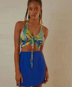 Peppermayo Can't Stop The Beat Crop - Blue Paisley New & Most Loved 7 Peppermayo Can't Stop The Beat Crop - Blue Paisley New & Most Loved