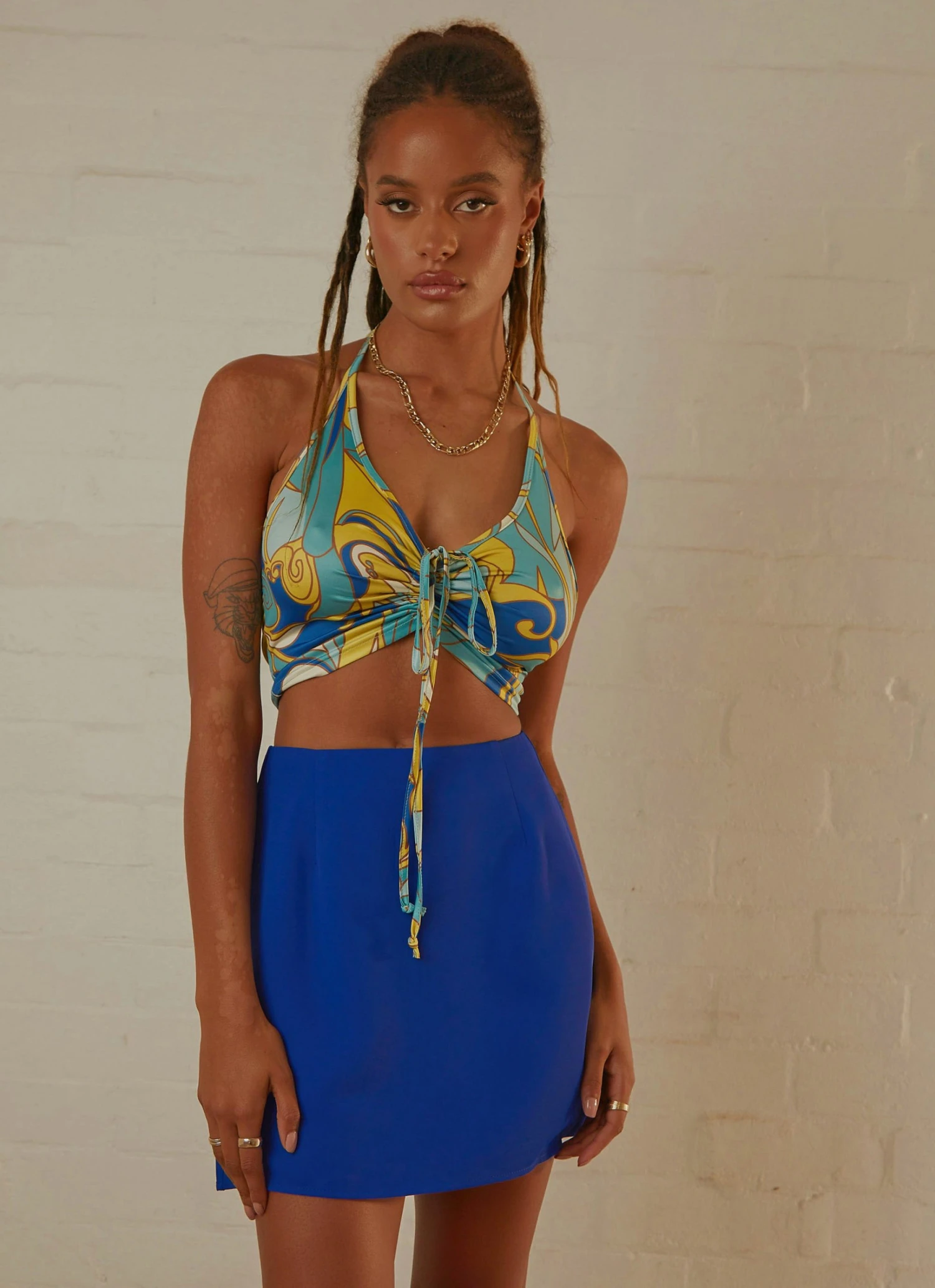 Peppermayo Can't Stop The Beat Crop - Blue Paisley New & Most Loved 3 Peppermayo Can't Stop The Beat Crop - Blue Paisley New & Most Loved