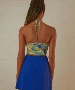 Peppermayo Can't Stop The Beat Crop - Blue Paisley New & Most Loved 9 Peppermayo Can't Stop The Beat Crop - Blue Paisley New & Most Loved