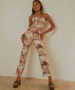 Peppermayo Exclusive New & Most Loved Late Nights In N.Y Pants - Neutral Film Graphic