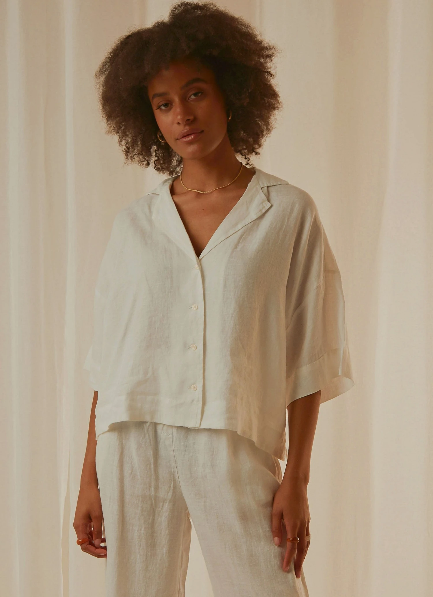 Nude Lucy Nude Linen Lounge Shirt - White New Tops 3 Nude Lucy Nude Linen Lounge Shirt - White New Tops
