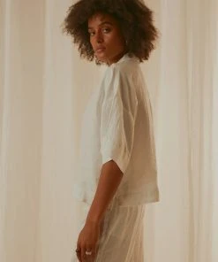 Nude Lucy Nude Linen Lounge Shirt - White New Tops 13 Nude Lucy Nude Linen Lounge Shirt - White New Tops