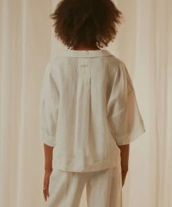 Nude Lucy Nude Linen Lounge Shirt - White New Tops 14 Nude Lucy Nude Linen Lounge Shirt - White New Tops