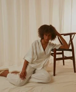 Nude Lucy Nude Linen Lounge Shirt - White New Tops