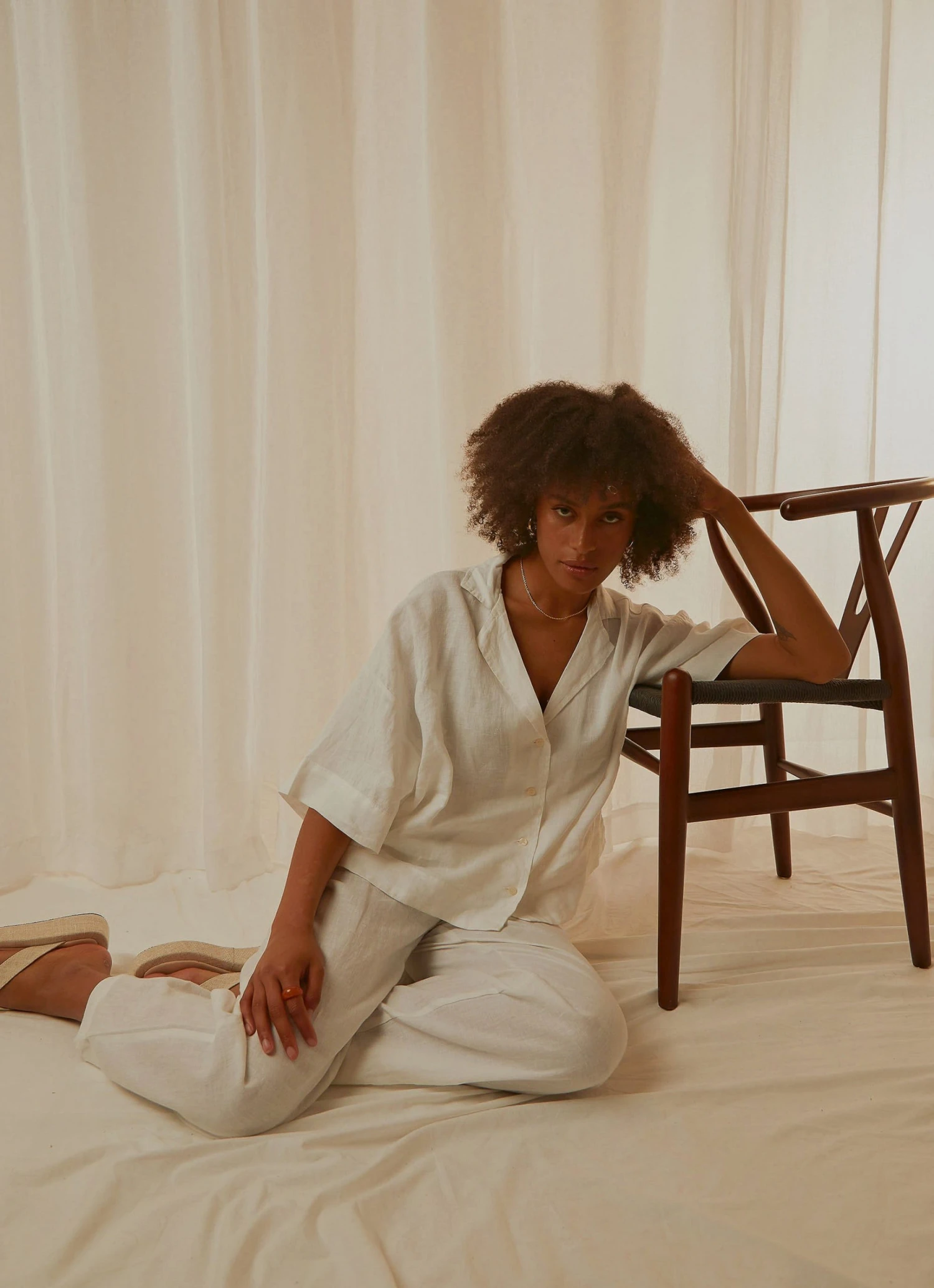 Nude Lucy Nude Linen Lounge Shirt - White New Tops 2 Nude Lucy Nude Linen Lounge Shirt - White New Tops