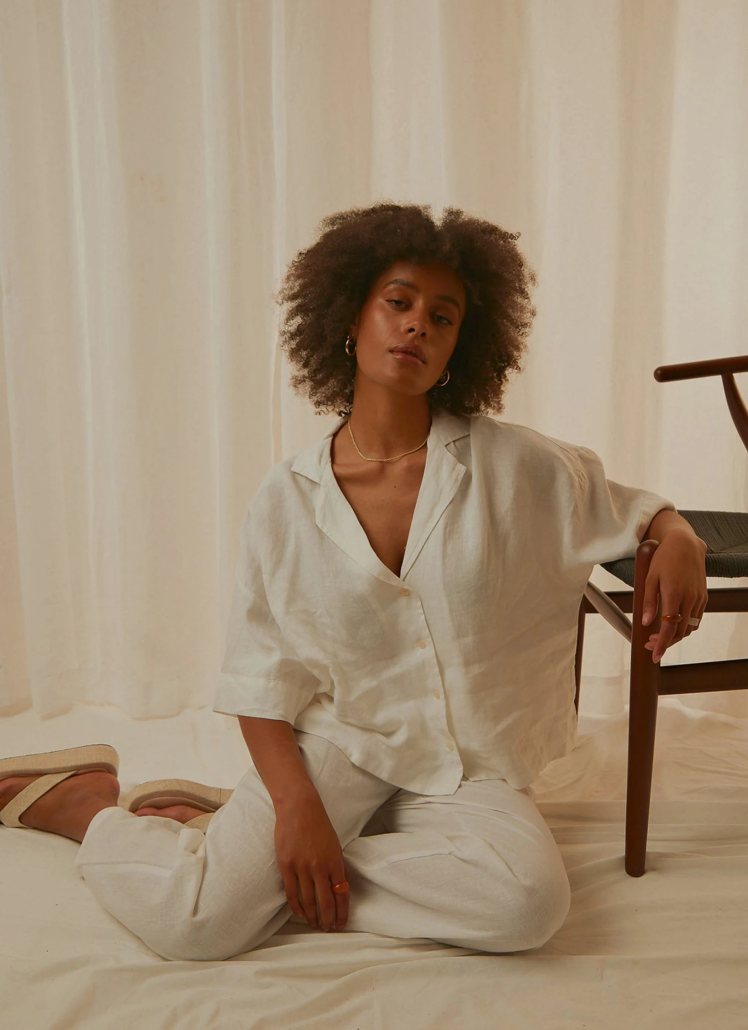 Nude Lucy Nude Linen Lounge Shirt - White New Tops 1 Nude Lucy Nude Linen Lounge Shirt - White New Tops