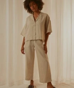Nude Lucy Nude Linen Lounge Shirt - Natural New Tops
