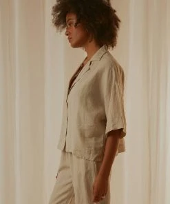 Nude Lucy Nude Linen Lounge Shirt - Natural New Tops 11 Nude Lucy Nude Linen Lounge Shirt - Natural New Tops