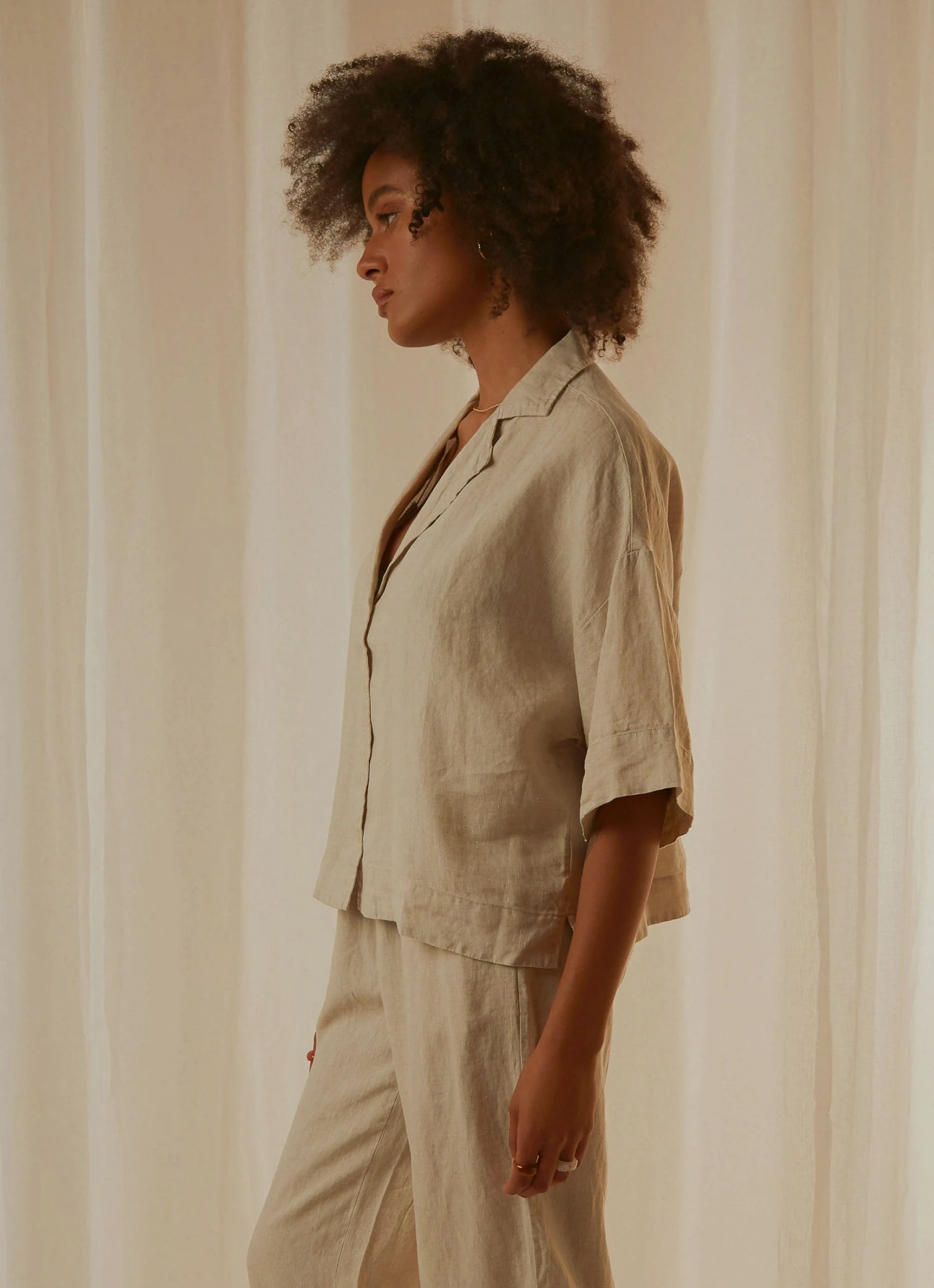 Nude Lucy Nude Linen Lounge Shirt - Natural New Tops 3 Nude Lucy Nude Linen Lounge Shirt - Natural New Tops