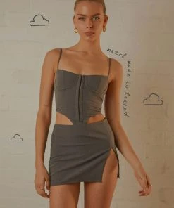 Peppermayo Exclusive Maggie Bustier - Charcoal New & Most Loved