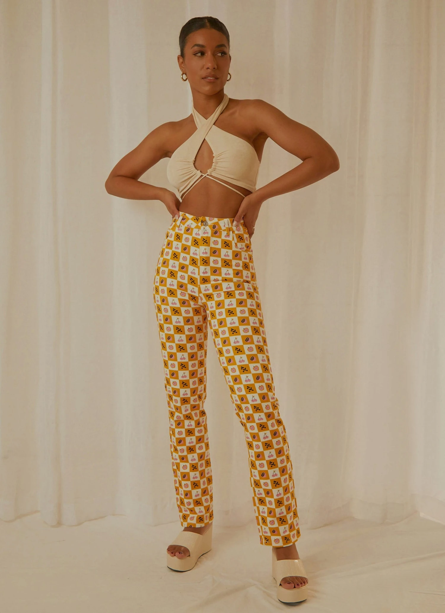 Peppermayo Exclusive Pina Colada Pants - Fruit Checkers 2 Peppermayo Exclusive Pina Colada Pants - Fruit Checkers