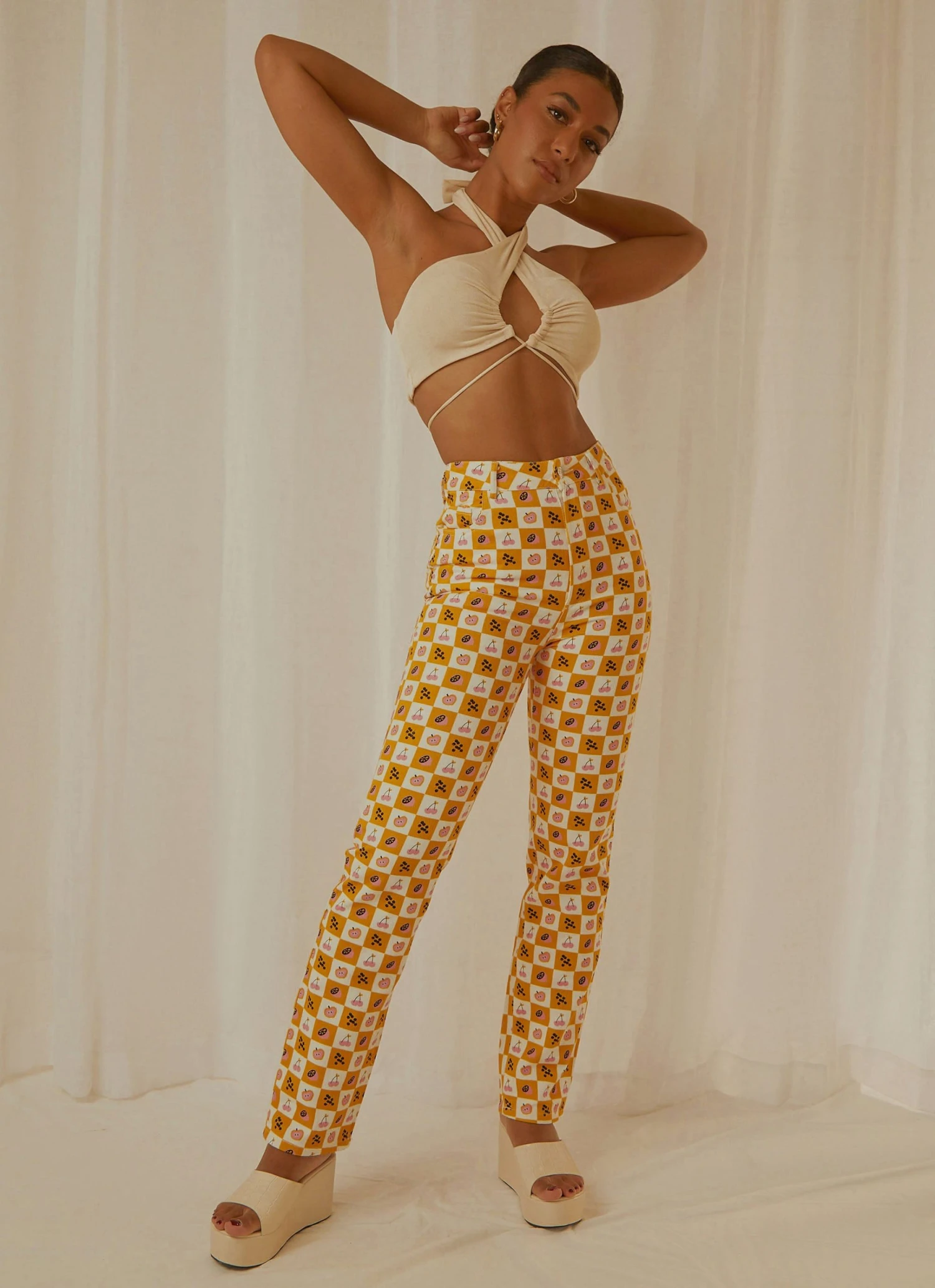 Peppermayo Exclusive Pina Colada Pants - Fruit Checkers 1 Peppermayo Exclusive Pina Colada Pants - Fruit Checkers