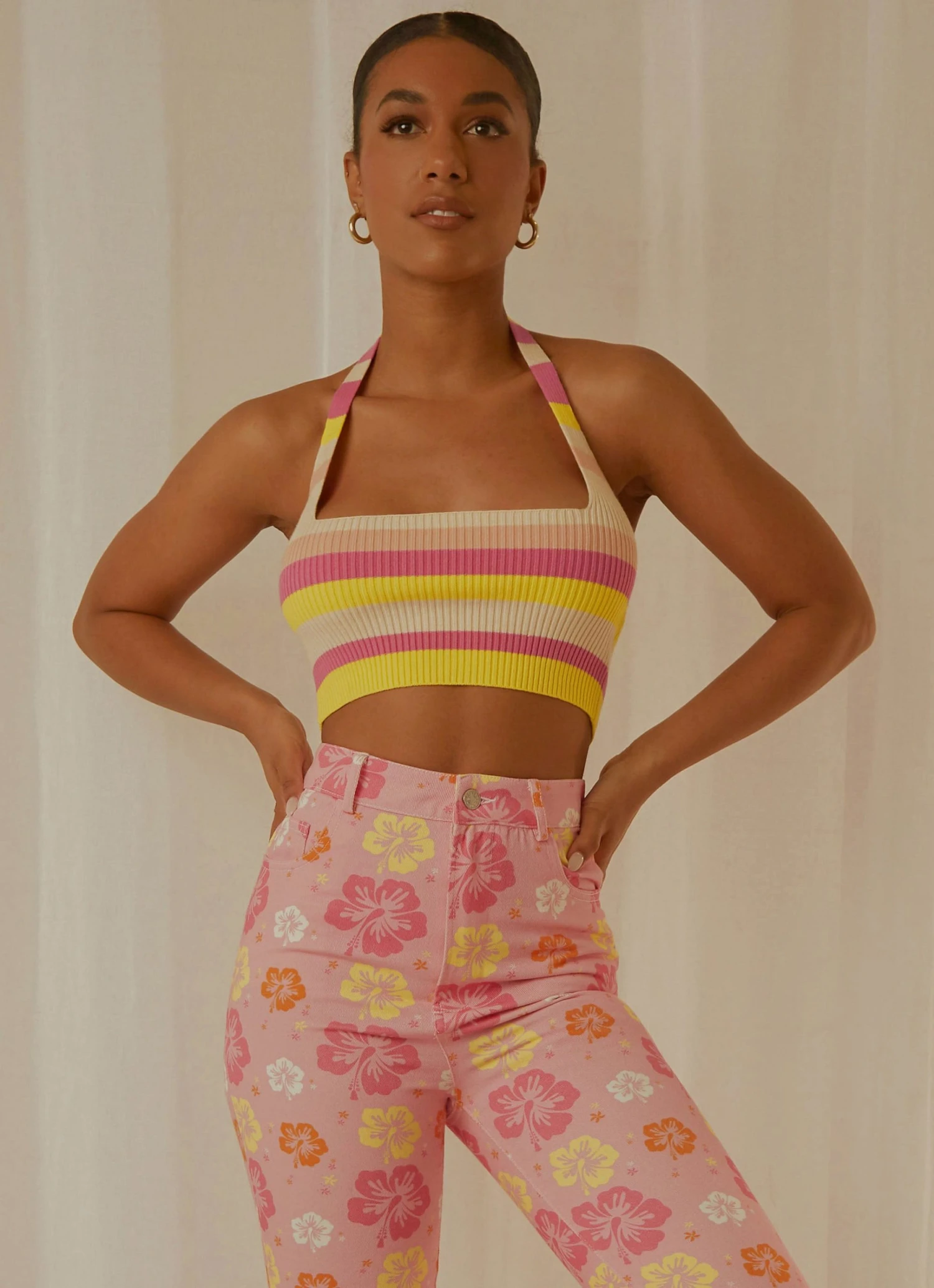 Peppermayo Exclusive Jagger Knit Crop - Sherbert Stripe 2 Peppermayo Exclusive Jagger Knit Crop - Sherbert Stripe