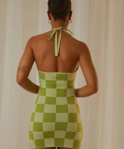 Peppermayo Exclusive New & Most Loved The Groove Knit Halter Dress - Lime Checkers 9 Peppermayo Exclusive New & Most Loved The Groove Knit Halter Dress - Lime Checkers