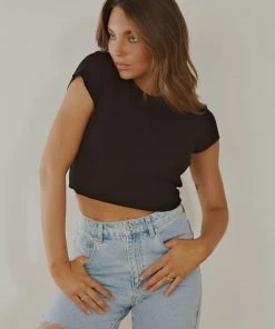 Nude Lucy Cameron Basic Waffle Tee - Black New & Most Loved 7 Nude Lucy Cameron Basic Waffle Tee - Black New & Most Loved