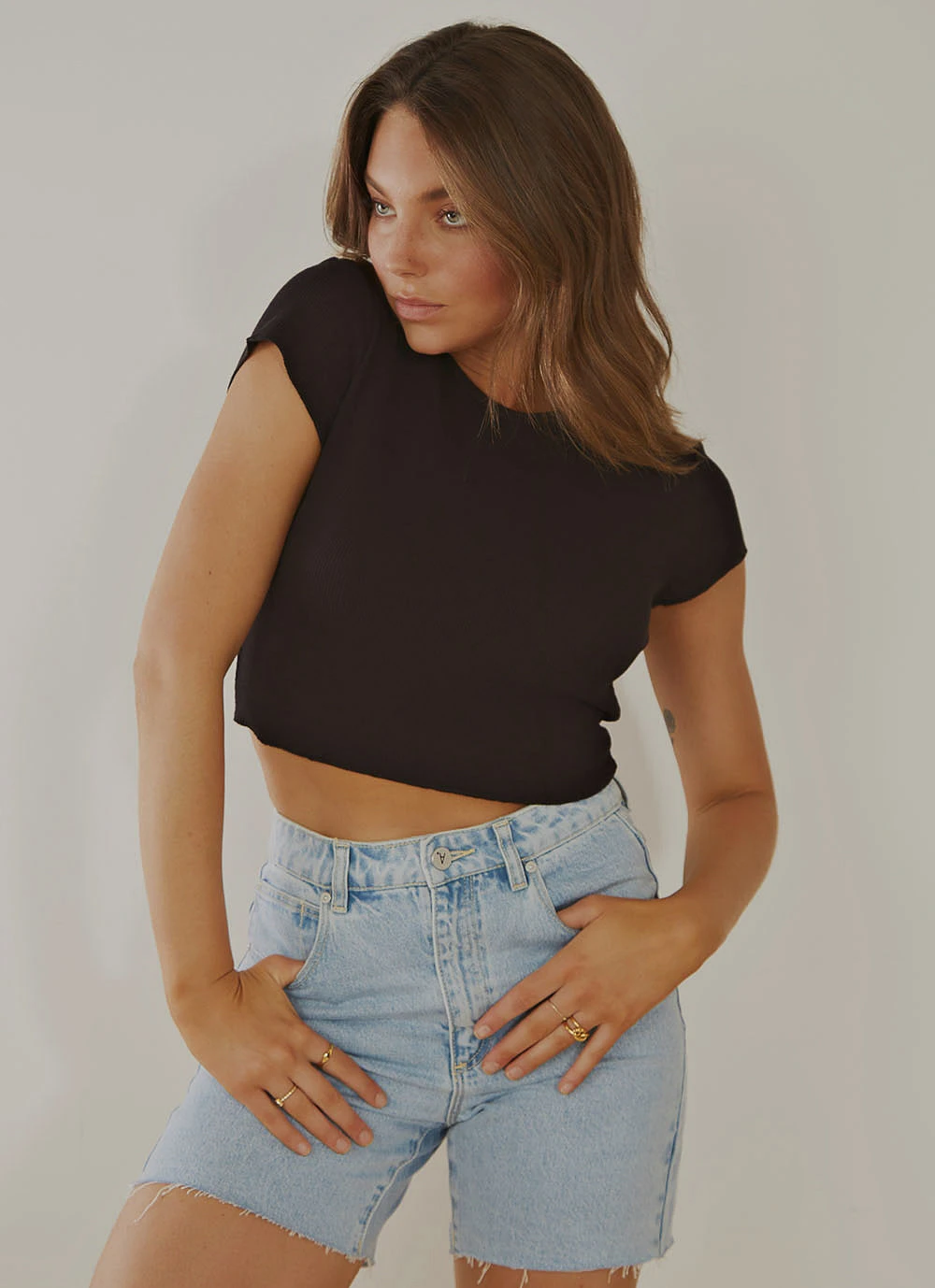 Nude Lucy Cameron Basic Waffle Tee - Black New & Most Loved 3 Nude Lucy Cameron Basic Waffle Tee - Black New & Most Loved