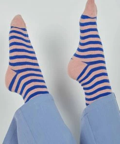 Peppermayo Say So Socks - Blue Stripe New & Most Loved