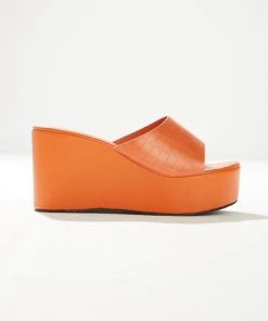 Cult Avenue Villa Playa Mule Heel - Tangerine Croc New & Most Loved 11 Cult Avenue Villa Playa Mule Heel - Tangerine Croc New & Most Loved