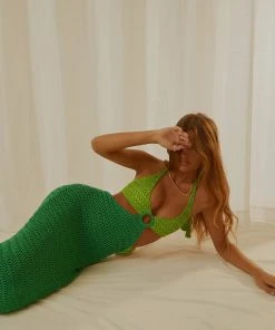 Peppermayo Exclusive New & Most Loved Haven Crochet Maxi Dress - Green